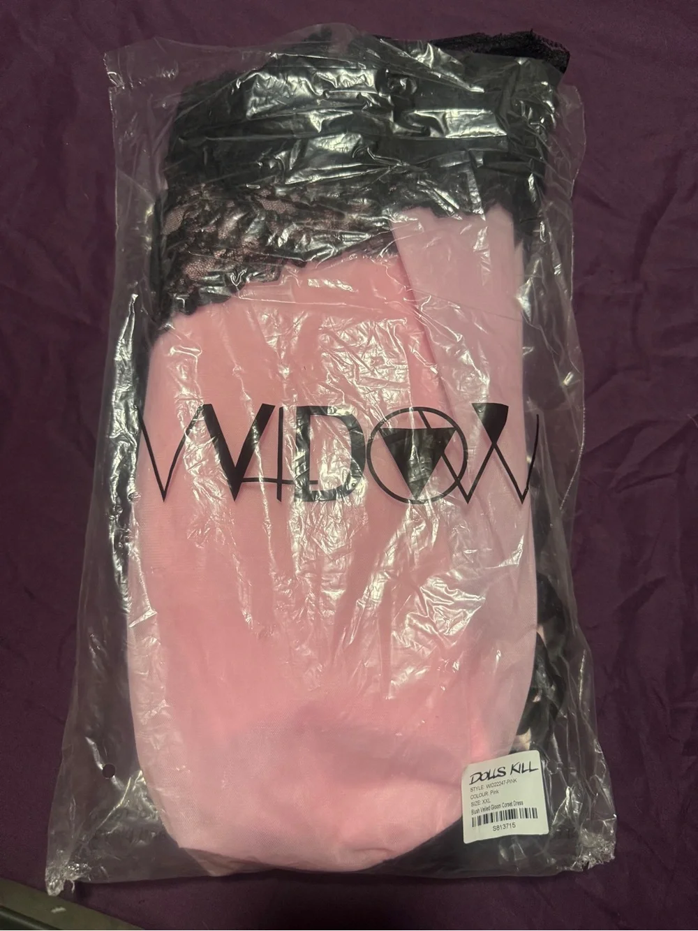 Dolls Kill Black and Pink Satin Lace-Up Babydoll Chemise - Picture 8 of 8